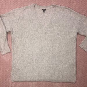 Halogen Womens Gray Knit V-Neck Sweater